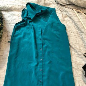 Teal Button Down Shirt Dress